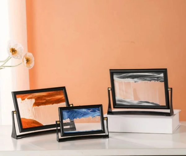 3D Rotatable Moving Sandscape Hourglass Quicksand Art Picture Square Glass Flowing Sand Painting Home Decor Children's Gifts