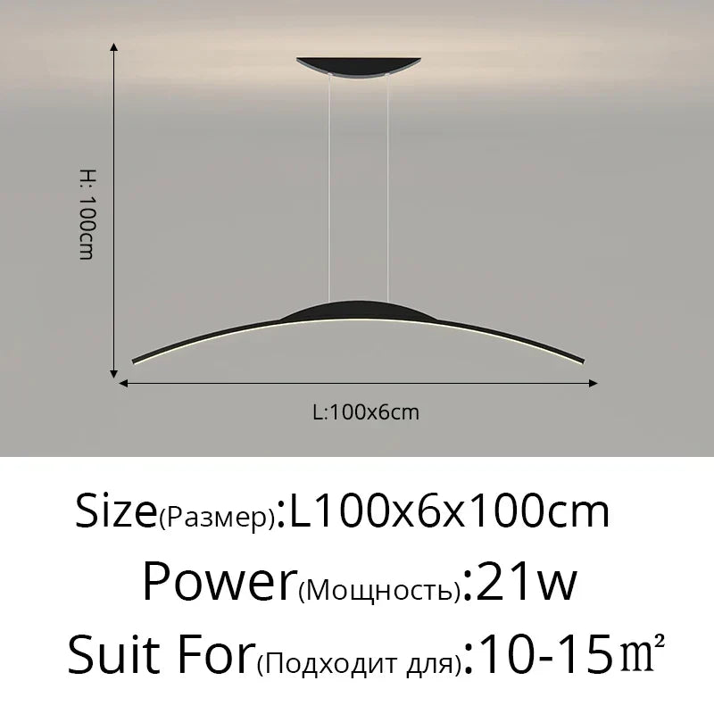 Minimalist LED Pendant Light Gold 150cm Dimmable