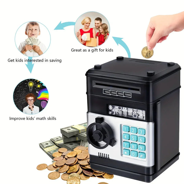 Electronic Piggy Bank Mini Safe Password Lock Cash Coin Saving Box Kids