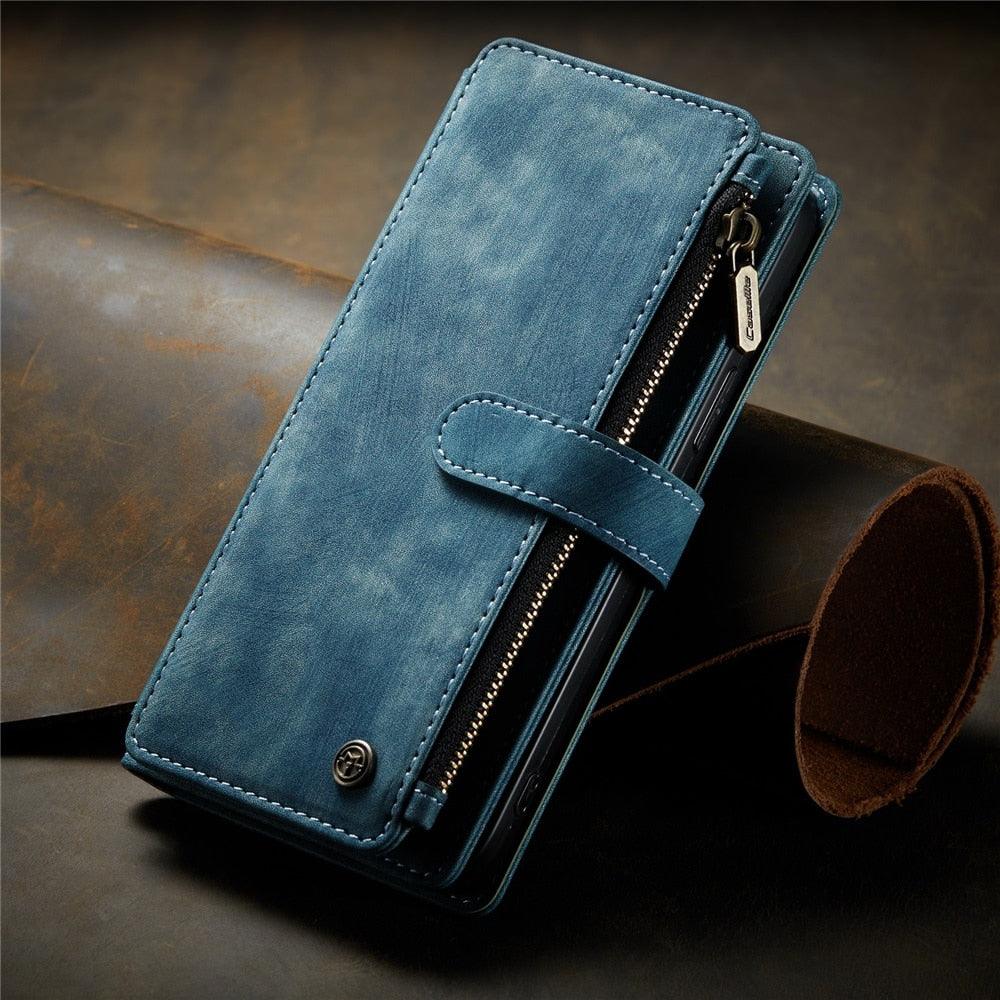 Vintage Card Holder Leather Wallet Case for iPhone 11 12 13 14 Pro Max Mini XR XS Max 8 7 6s Plus SE Storage Pocket Cover Flip Case PU Leather Protective Case With Magnetic Closure