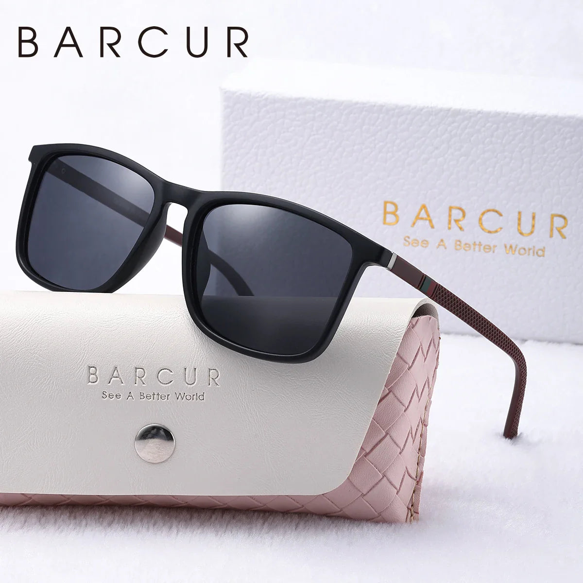 BARCUR Polarized Square Frame Sunglasses for Men and Women – Timeless Fashion UV400 Wave Point Design Casual Style Durable PC Eyewear for Summer Outdoor Driving Travel and Gift Giving