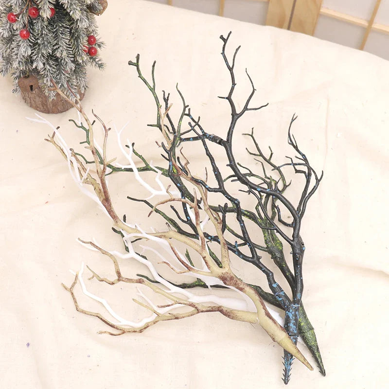 2pc Plastic Artificial Antlers Tree Branches Plant Twigs Witch DIY Headband Accessories Wedding Party Xmas Halloween Decorations