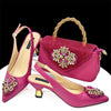 Women's Crystal Pointed High Heels Shoe Bag Set - FUCHSIA FOR SET / 37