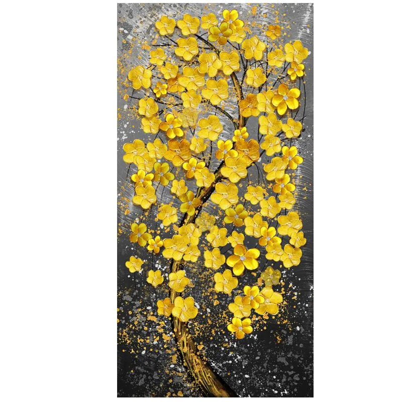 Abstract Golden Rich Tree Money Tree Oil Paintings on Canvas Poster Modern Landscape Wall Art Picture Print Home Decor No Frame