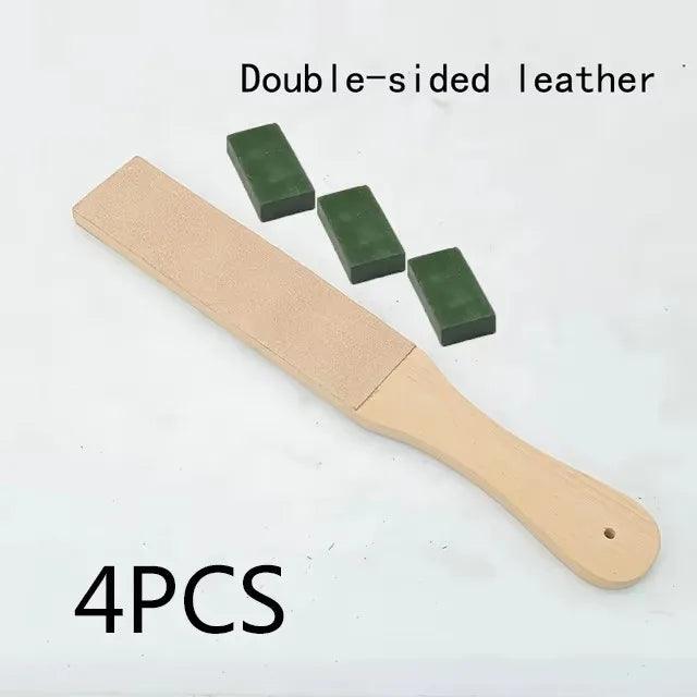 Double Side Leather Strop for Knife Sharpening Stropping Block Kit with Polishing Compound Knife Sharpening Double Side