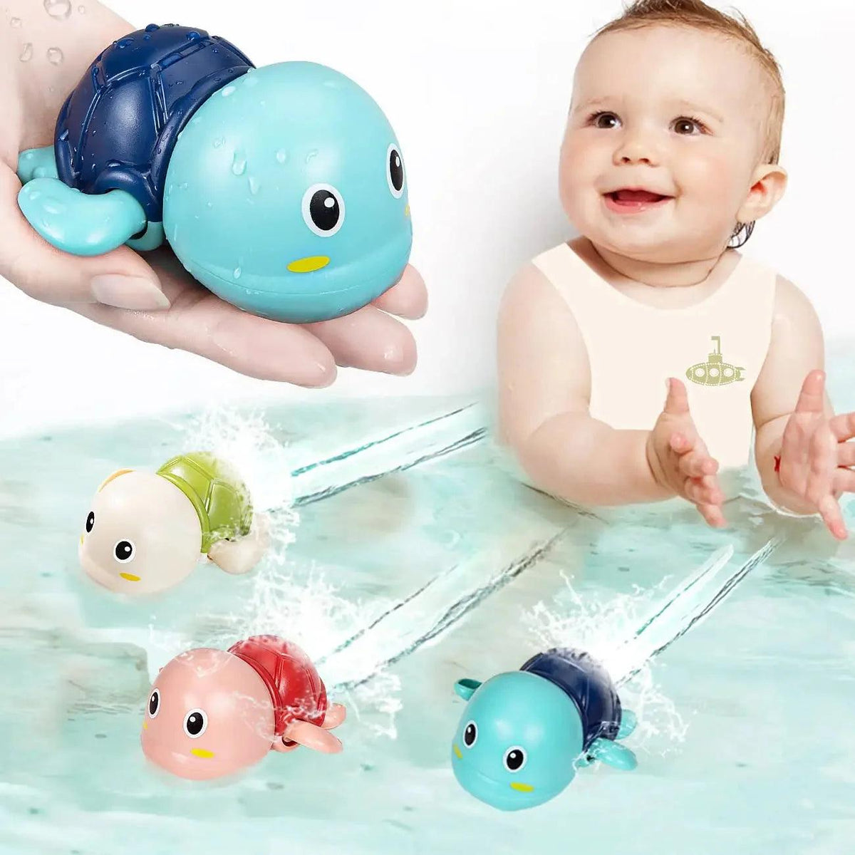 Baby Bath Toys - Swimming Turtle Whale Clockwork Water Toys for Kids | Safe Fun Bath Time Play