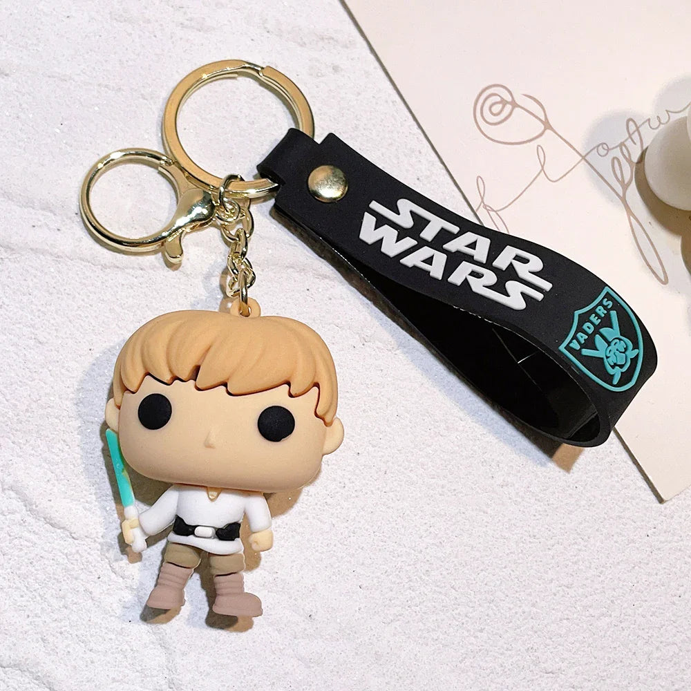 Disney Movie Star Wars Keychain Darth Vader Imperial Stormtrooper Yoda Baby Doll Keyrings Key Holder for Boys Gifts