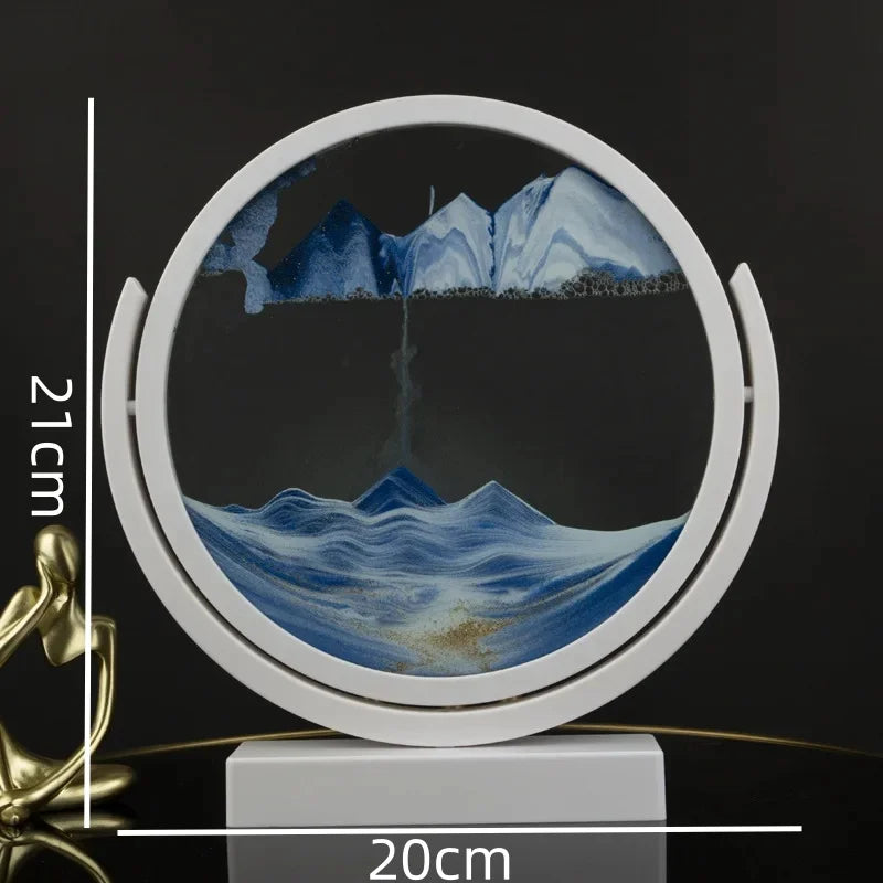 3D Moving Sand Art Painting Hourglass Round Handmade Glass Deep Sea Sandscape Quicksand Craft Sandglass Home Decoration Gifts