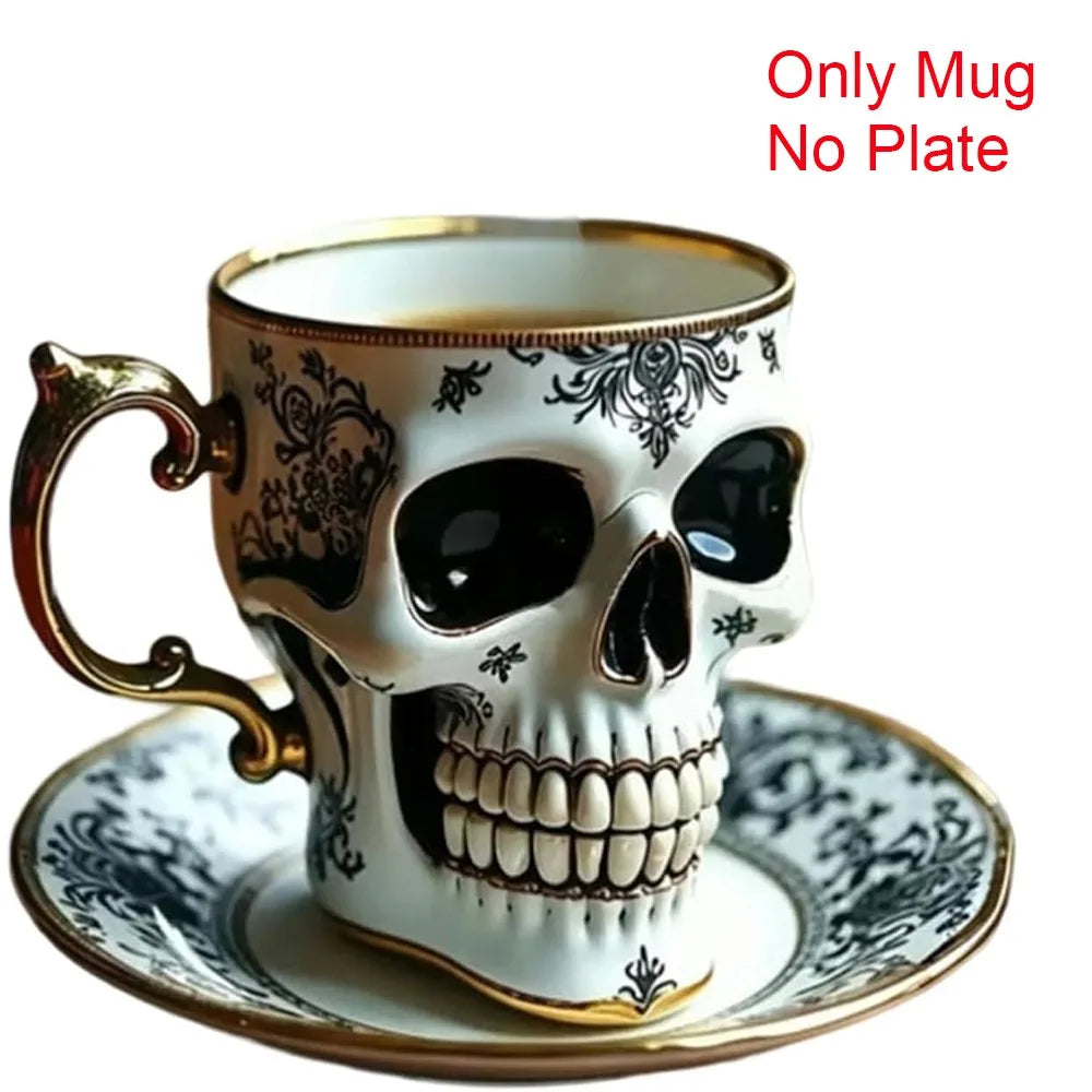 Stylish Resin Skull Coffee Mug Bonehead Design Gothic Tea Cup Set Skull Crusher Coffee Halloween Party