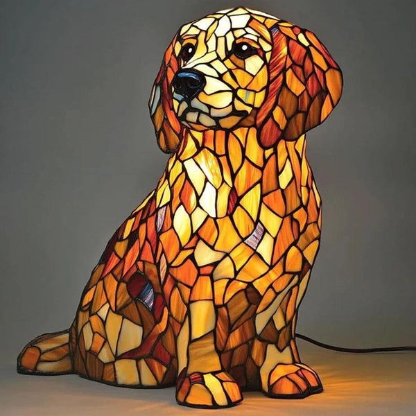 Animal Resin Night Light LED Desk Lamp Nightstand Lamp Resin Stained Dog Tabletop Night Light Cute Pet Dogs for Bedroom Ornament
