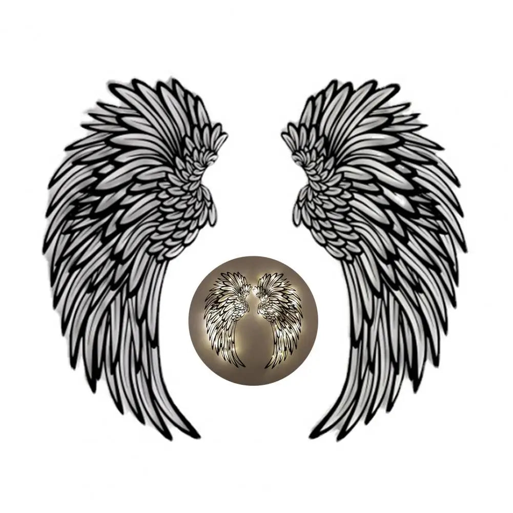1 Pair Angel Wings Metal Wall Art Decor with Led Lights Wall Hanging Decorations Wall Sculpture Art Angel Wing Decor Photography