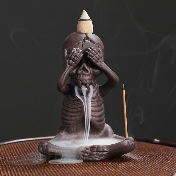 Halloween Skeleton Ceramic Backflow Incense Burner Holder