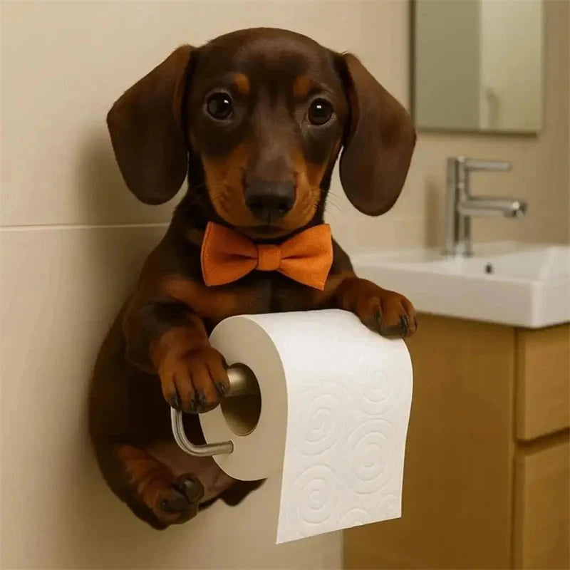 1 PCS Funny Dog Toilet Paper Holder Wall Mounted Resin Animal Statue Bathroom Tissue Roll Organizer Home Decor DSers Fulfillment