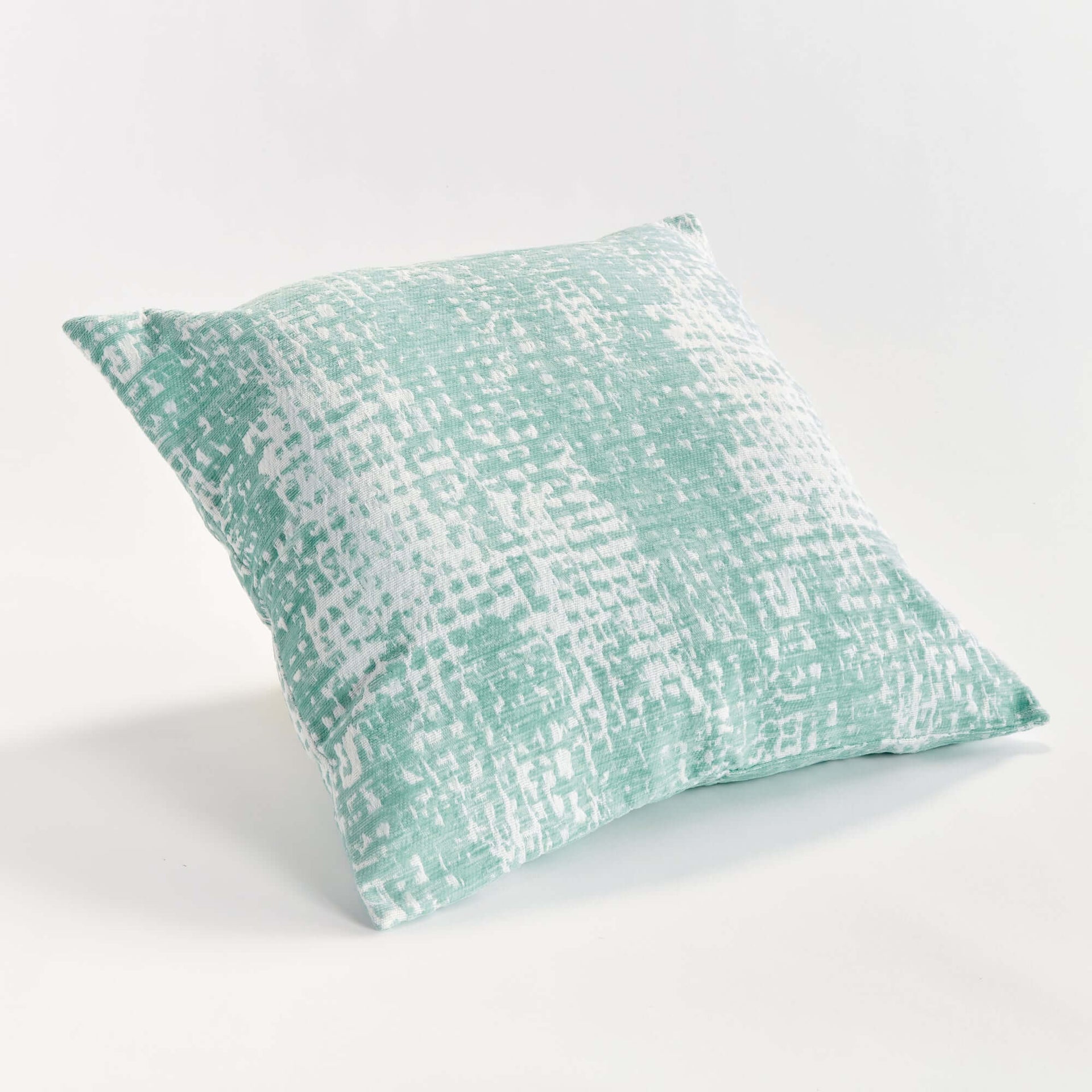 Blush and Seafoam Square Jacquard Indoor Outdoor Throw Pillows