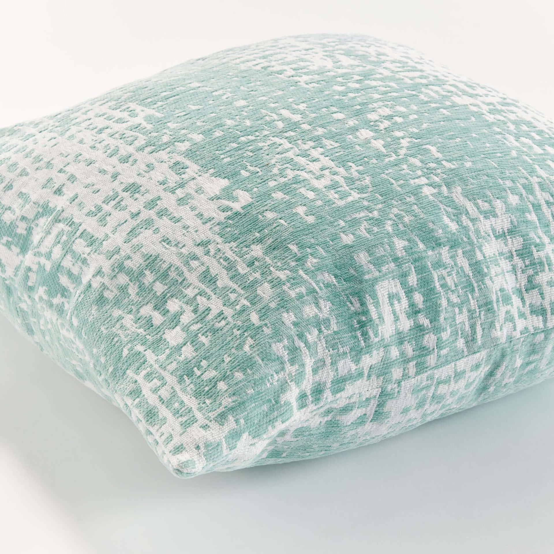 Blush and Seafoam Square Jacquard Indoor Outdoor Throw Pillows