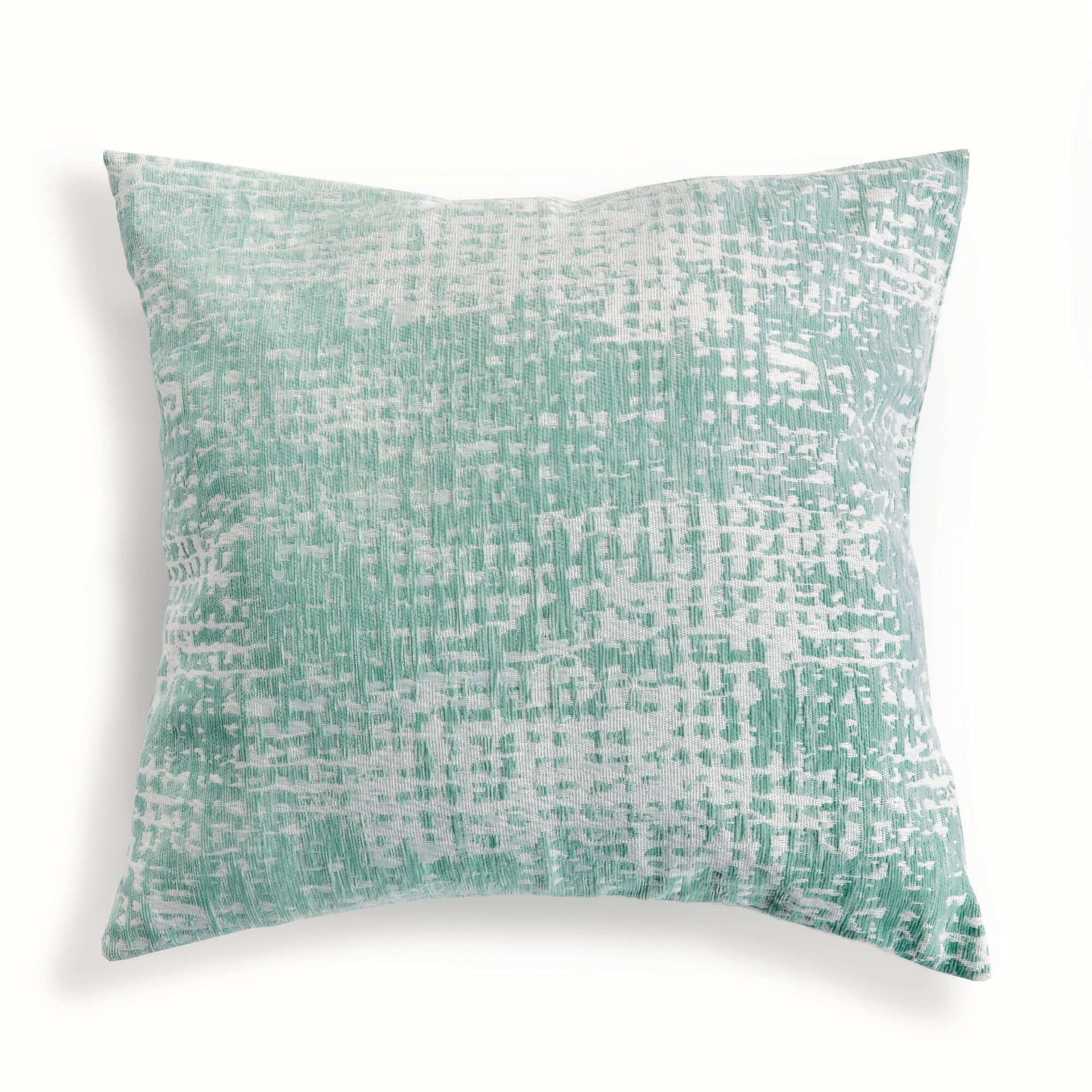 Blush and Seafoam Square Jacquard Indoor Outdoor Throw Pillows