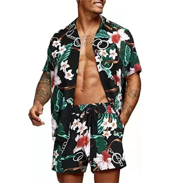 Floral Hawaiian two piece men beach shorts set - Sexikinis Swim - Gifts for You 'n Me