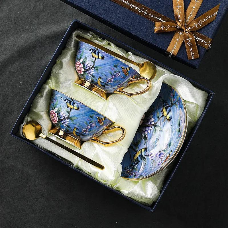 European Style Bone China Coffee Cup and Plate Set Gift Box Set Household High-end Afternoon Tea Cup