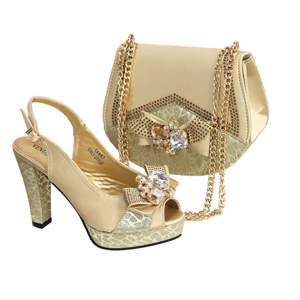 Newest Pumps Women High Heels Shoes and Bags Set JNB54