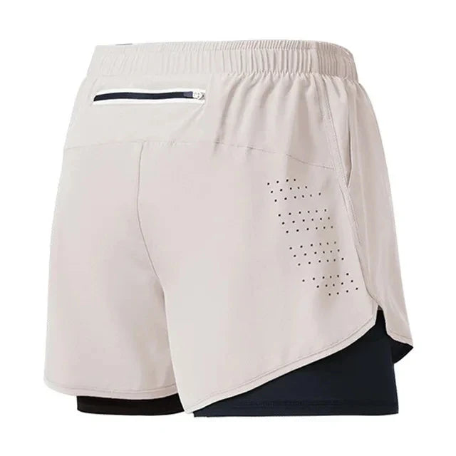 Men Quick Dry Double Layer Fitness Running Shorts