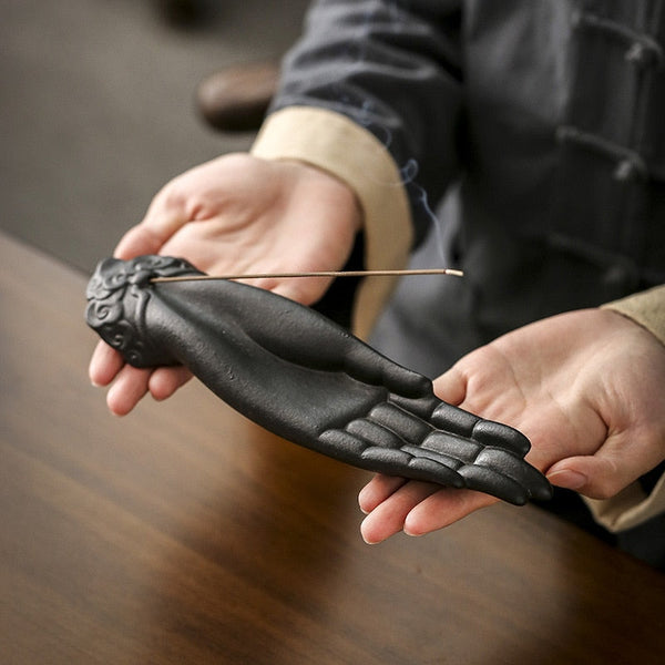 Ceramic Buddha Hand Shape Incense Burner