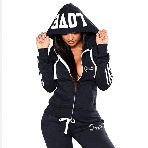 Hot Women's Fashion Tracksuit Striped Hoodies and Jogger Pants Ladies Daily Casual Clothes OneLoveCanada