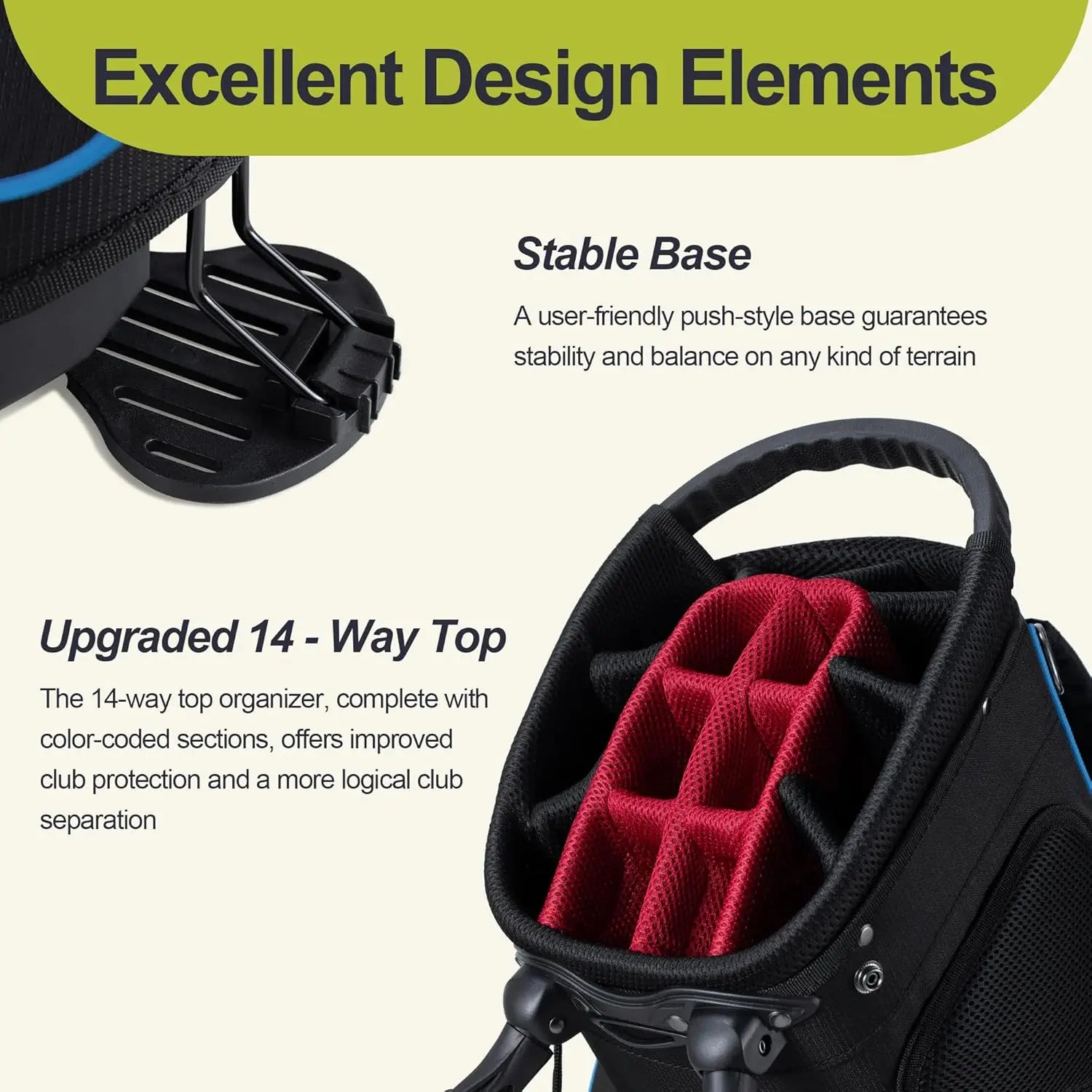 Ergonomic Golf Club Bag with Top Dividers & 10 Pockets – Premium Organization for Every Round