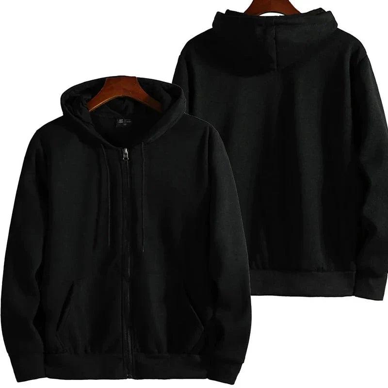 Men’s Casual Zipper Hoodie – Autumn Winter Long Sleeve Hooded Sweatshirt for Daily Wear & Sports