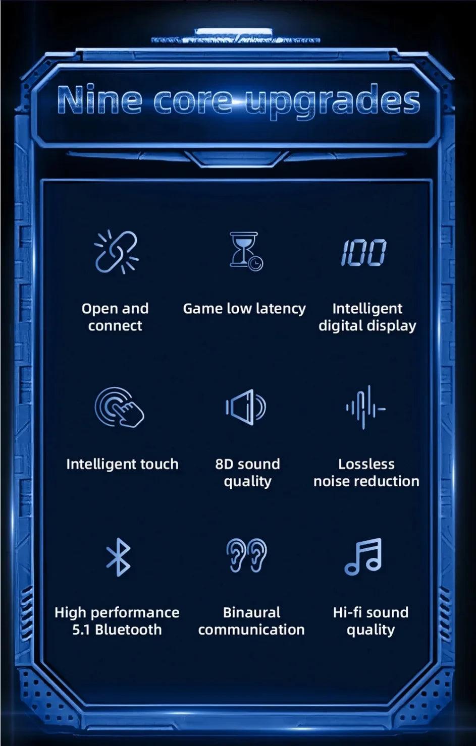G9S Bluetooth 5.1 In Ear Wireless Earbuds LED Power Display Low Latency Gaming HiFi Stereo Sports Headphones