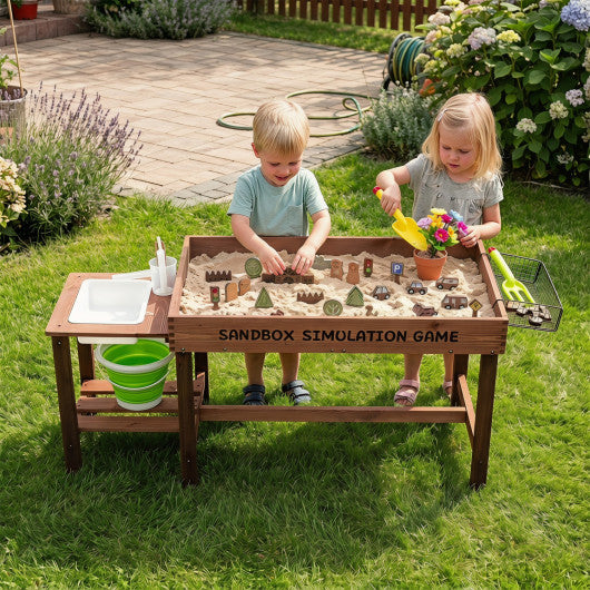 Sensory Table with Water Pump & Sink and 33 Sand Toys for Toddlers