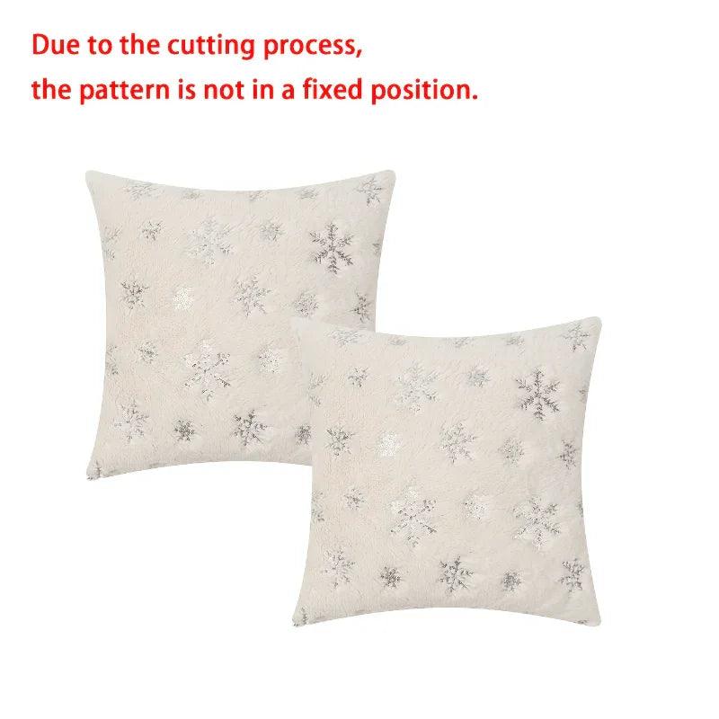Sequin Snowflake Pillow Cover Set, 2pcs Golden Silvery Throw Pillows