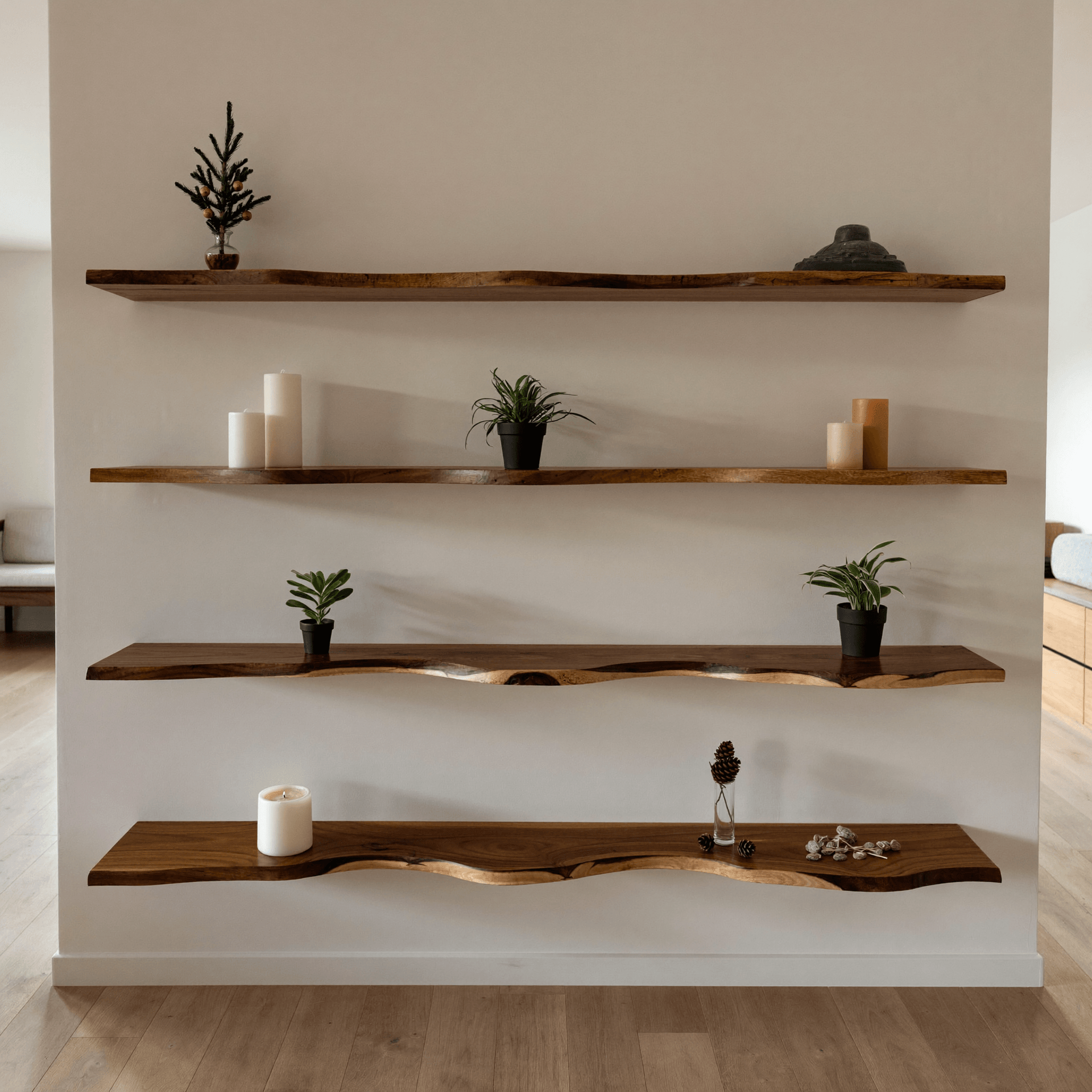 Seralon Live Edge Solid Wood Floating Shelf SPA843945