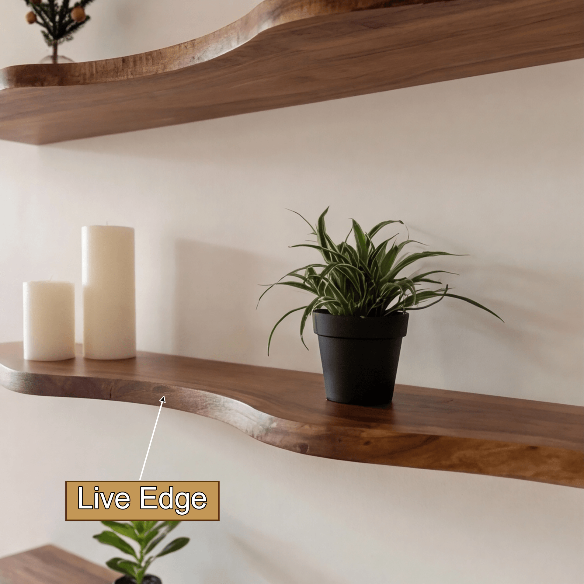 Seralon Live Edge Solid Wood Floating Shelf SPA843945