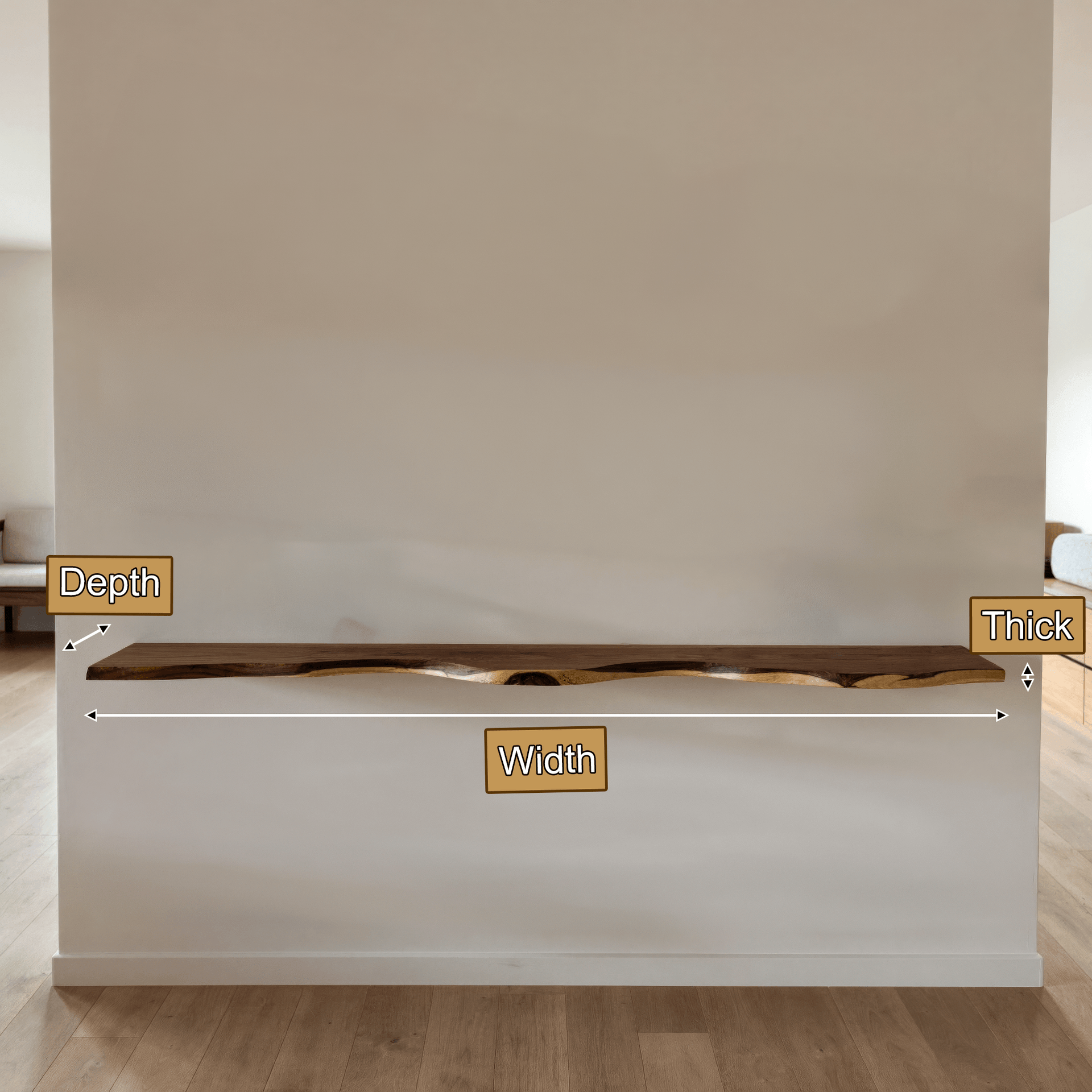 Seralon Live Edge Solid Wood Floating Shelf SPA843945