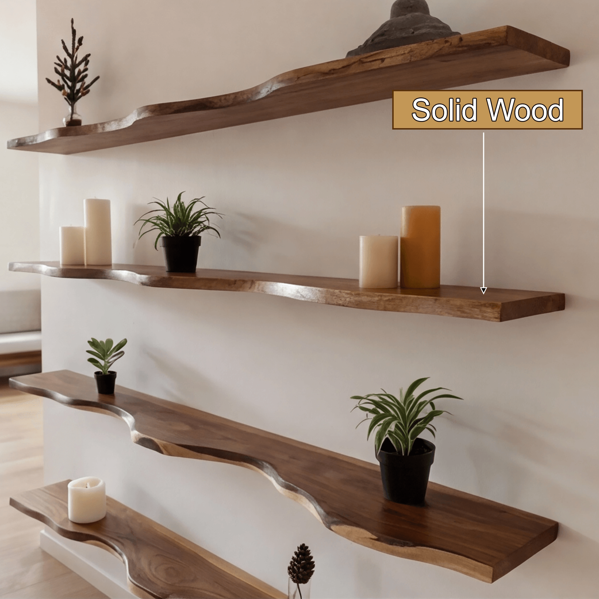 Seralon Live Edge Solid Wood Floating Shelf SPA843945