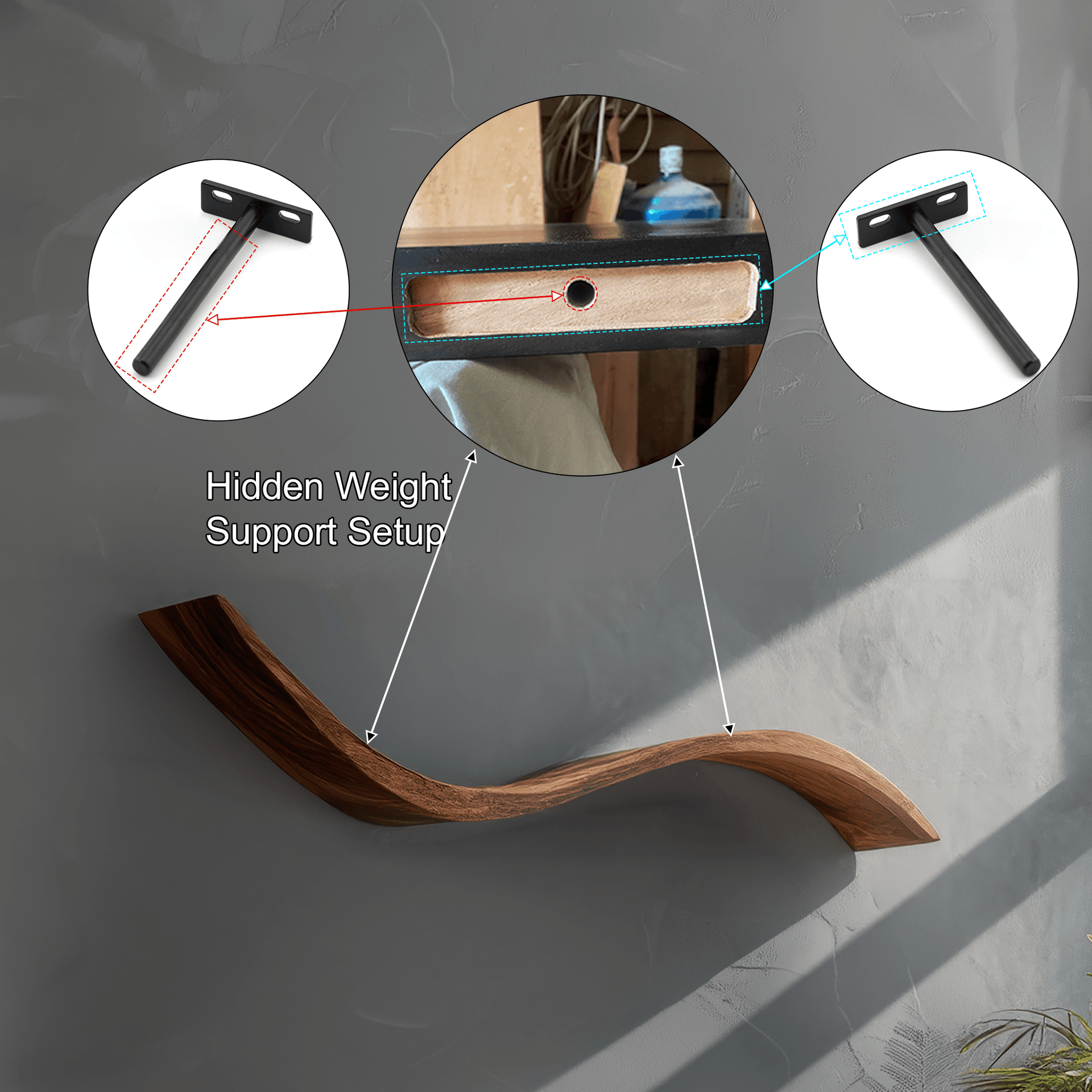 Seranova Sculpted Solid Wood Floating Shelf SPA204503