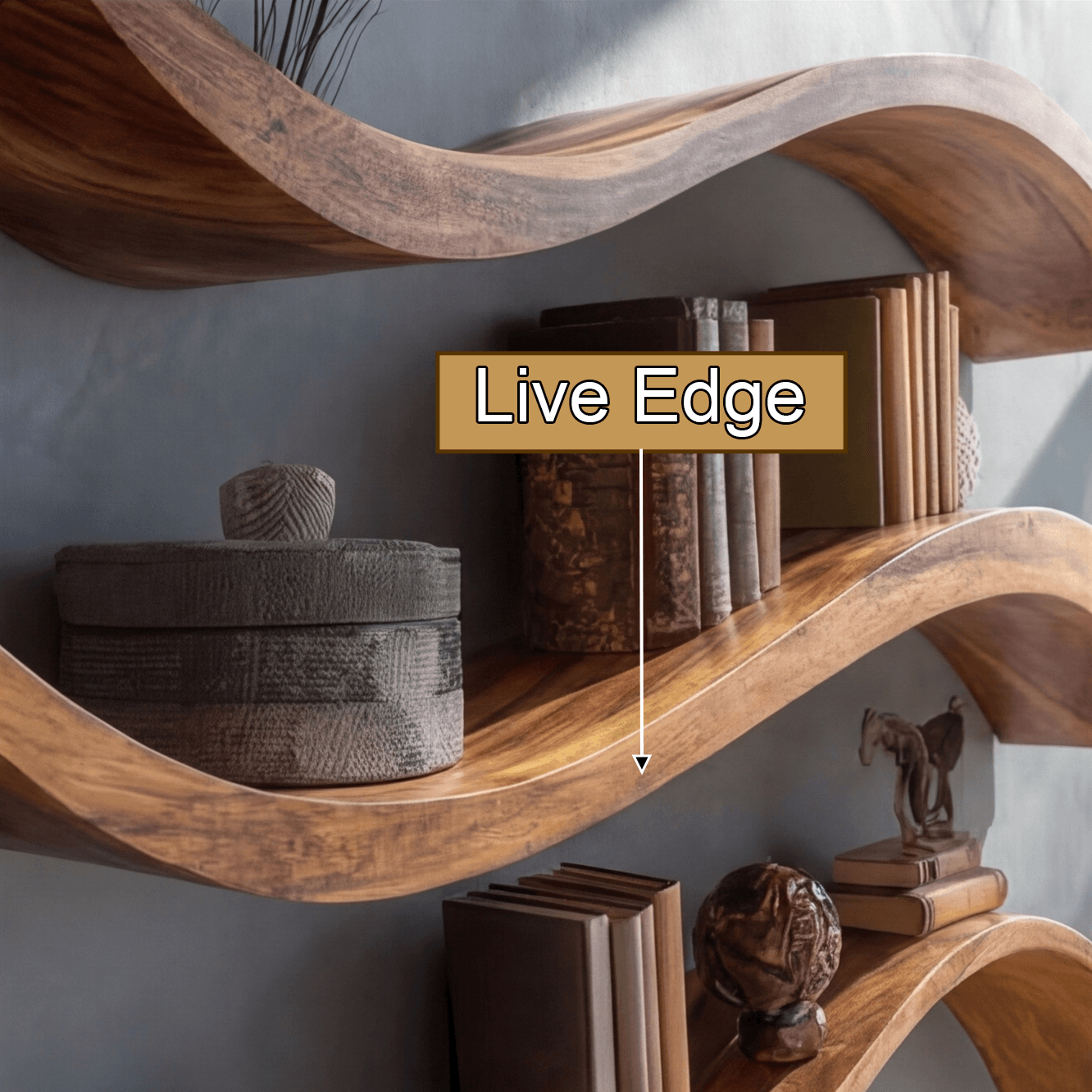 Seranova Sculpted Solid Wood Floating Shelf SPA204503