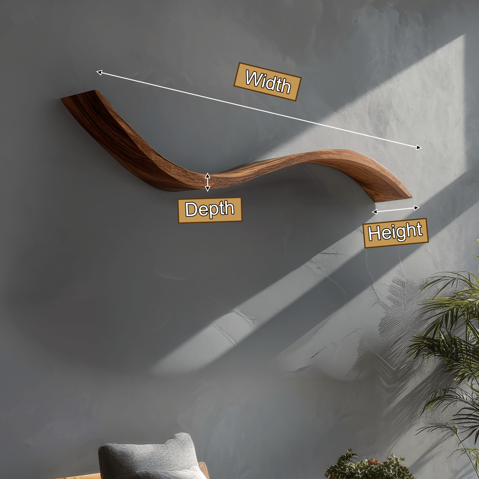 Seranova Sculpted Solid Wood Floating Shelf SPA204503