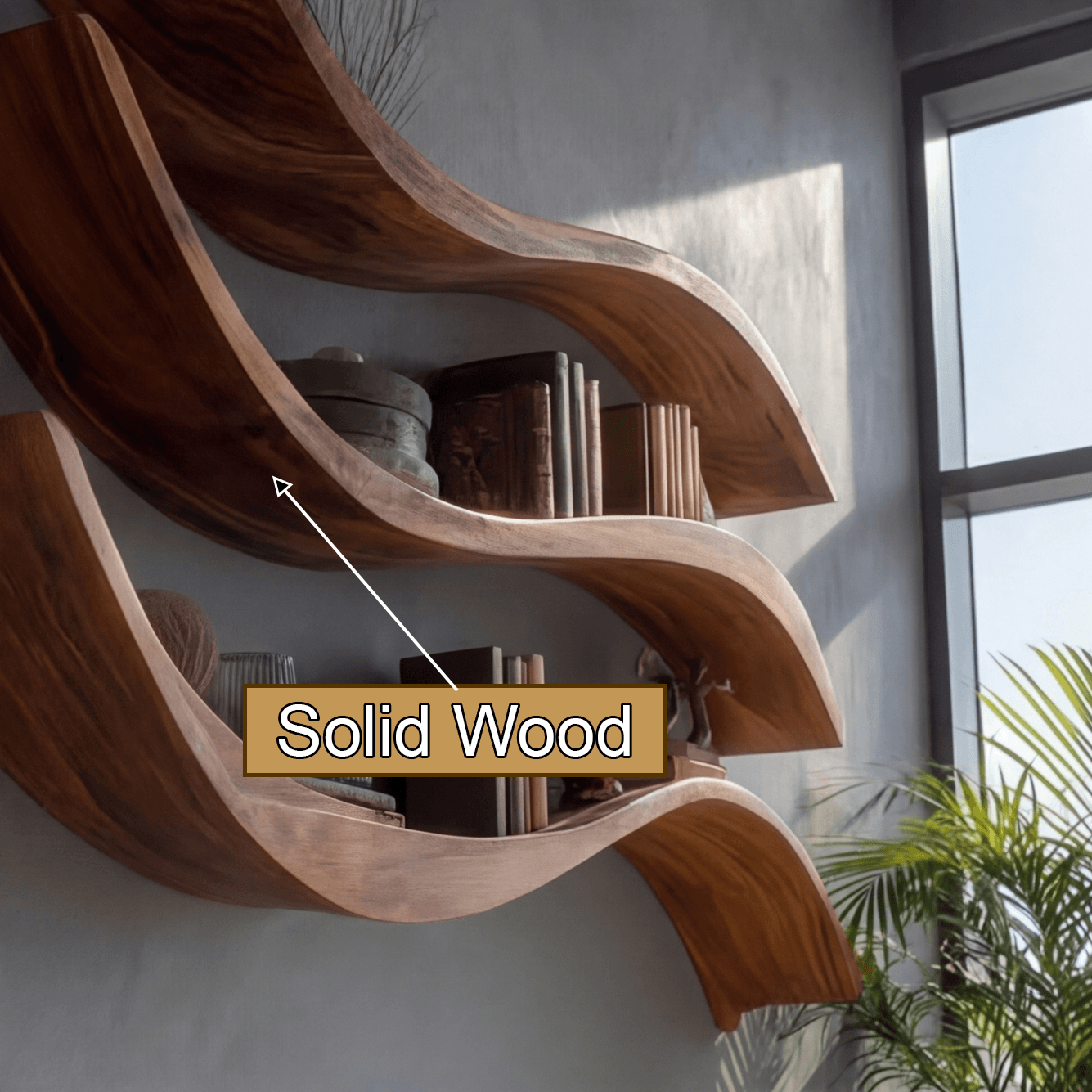 Seranova Sculpted Solid Wood Floating Shelf SPA204503