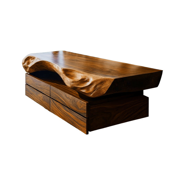 Seravik Live Edge Solid Wood Floating Bathroom Vanity with Drawers