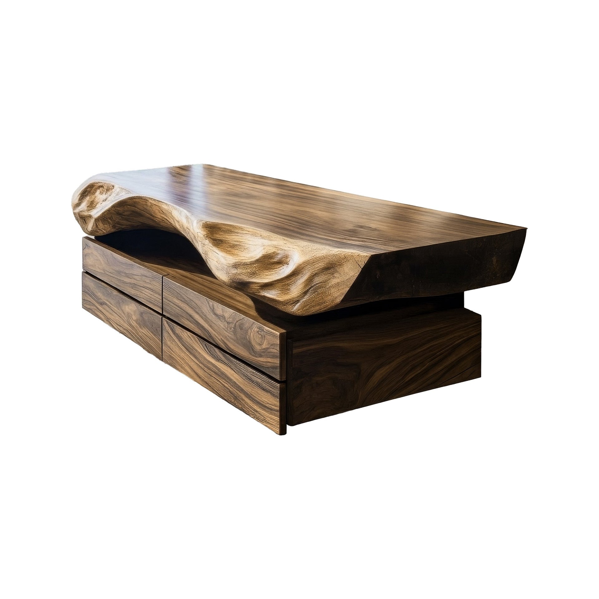Seravik Live Edge Solid Wood Floating Bathroom Vanity with Drawers