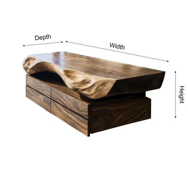 Seravik Live Edge Solid Wood Floating Bathroom Vanity with Drawers