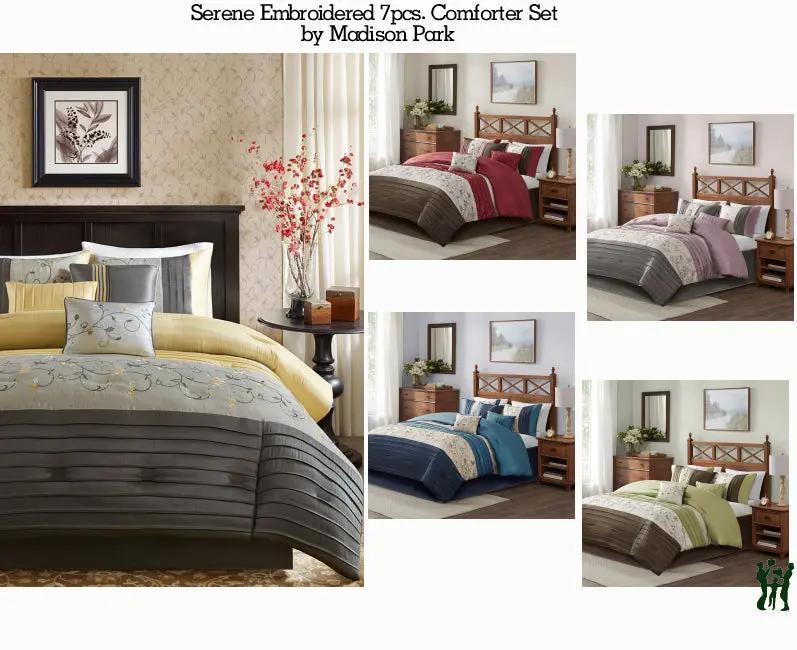 Serene Embroidered 7 Piece Comforter Set by Madison Park - Gifts for You 'n Me