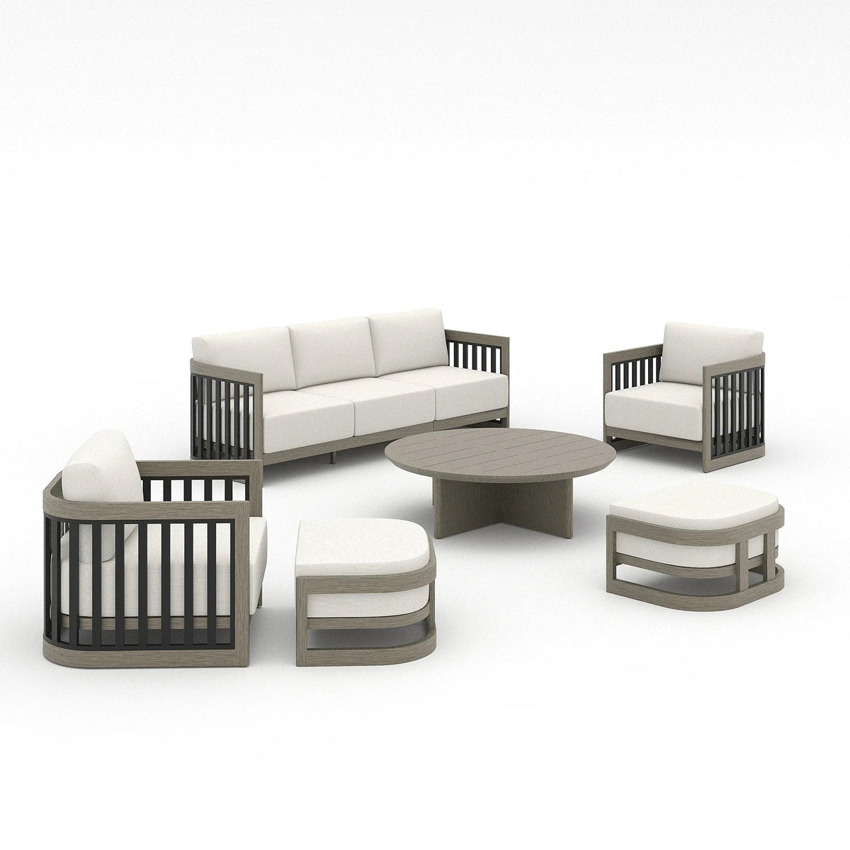 Sereno 6-Pieces Modern Outdoor Sectional Seating Set with Ottoman