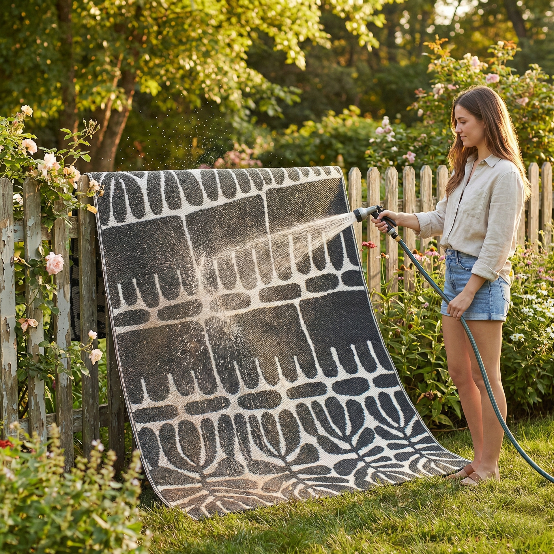 Serowe - Black & White Outdoor Rug for Patio