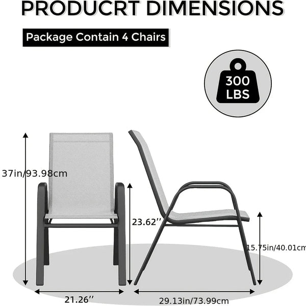 Set Of 4 Patio Dining Chairs, Stackable Outdoor All-Weather Aluminum Frame Chairs With Backrest For Indoor, Lawn, Deck, Poolside, Porch Furniture