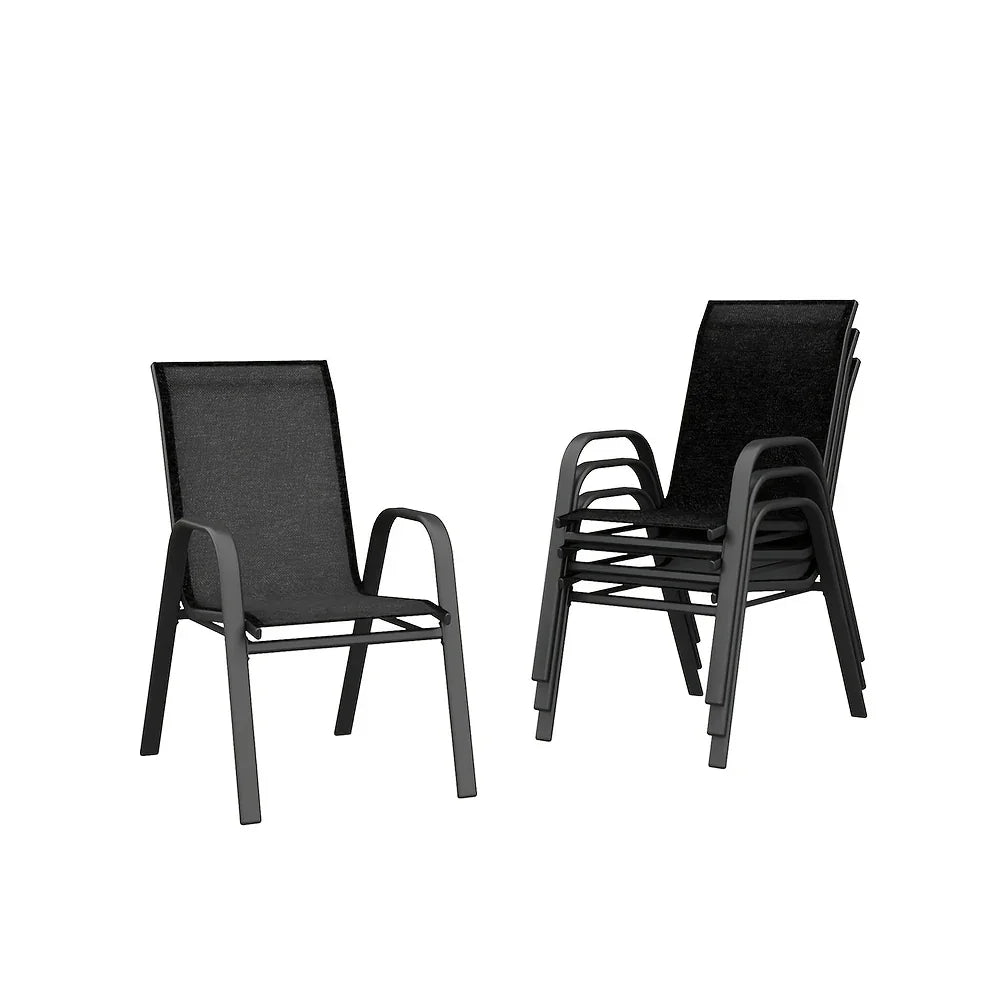Set Of 4 Patio Dining Chairs, Stackable Outdoor All-Weather Aluminum Frame Chairs With Backrest For Indoor, Lawn, Deck, Poolside, Porch Furniture
