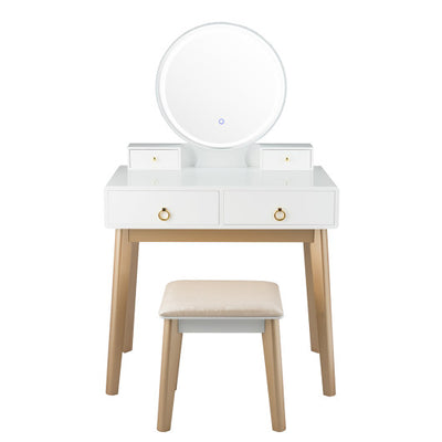 Set 3 Makeup Vanity Table Color Lighting Jewelry Divider Dressing Table-White