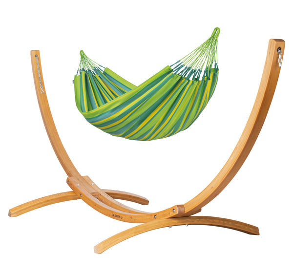Elipso Outdoor Lime - Weather-Resistant Double Hammock with FSC® certified Larch Stand