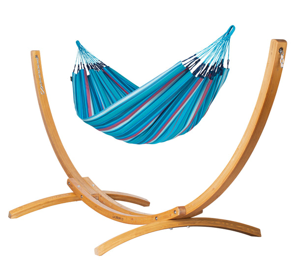 Elipso Outdoor Wave - Weather-Resistant Double Hammock with FSC® certified Larch Stand